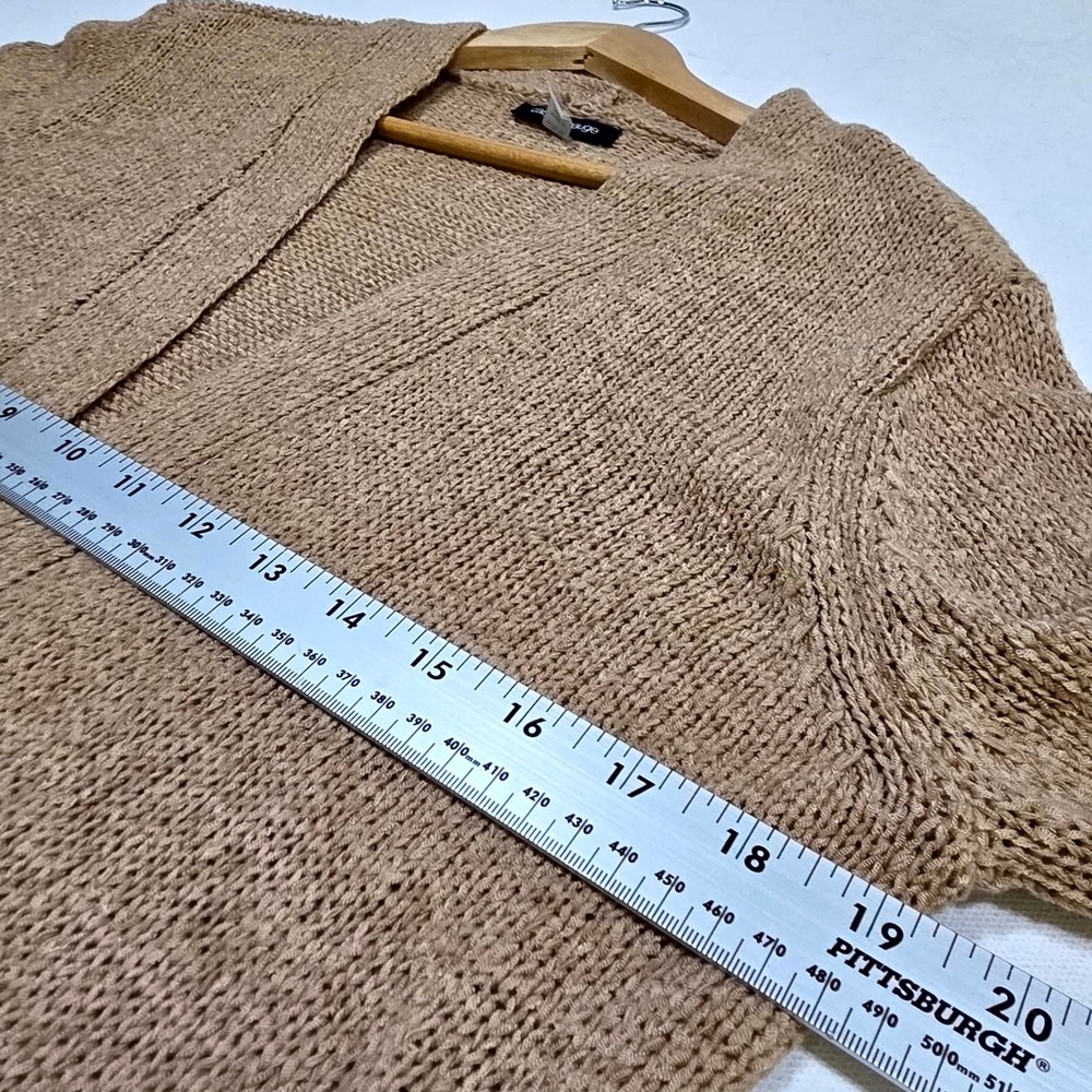 Cable & Gauge Cardigan Womens XL Tan Open Front Lightweight Knit Sweater 7710 - Picture 5 of 7